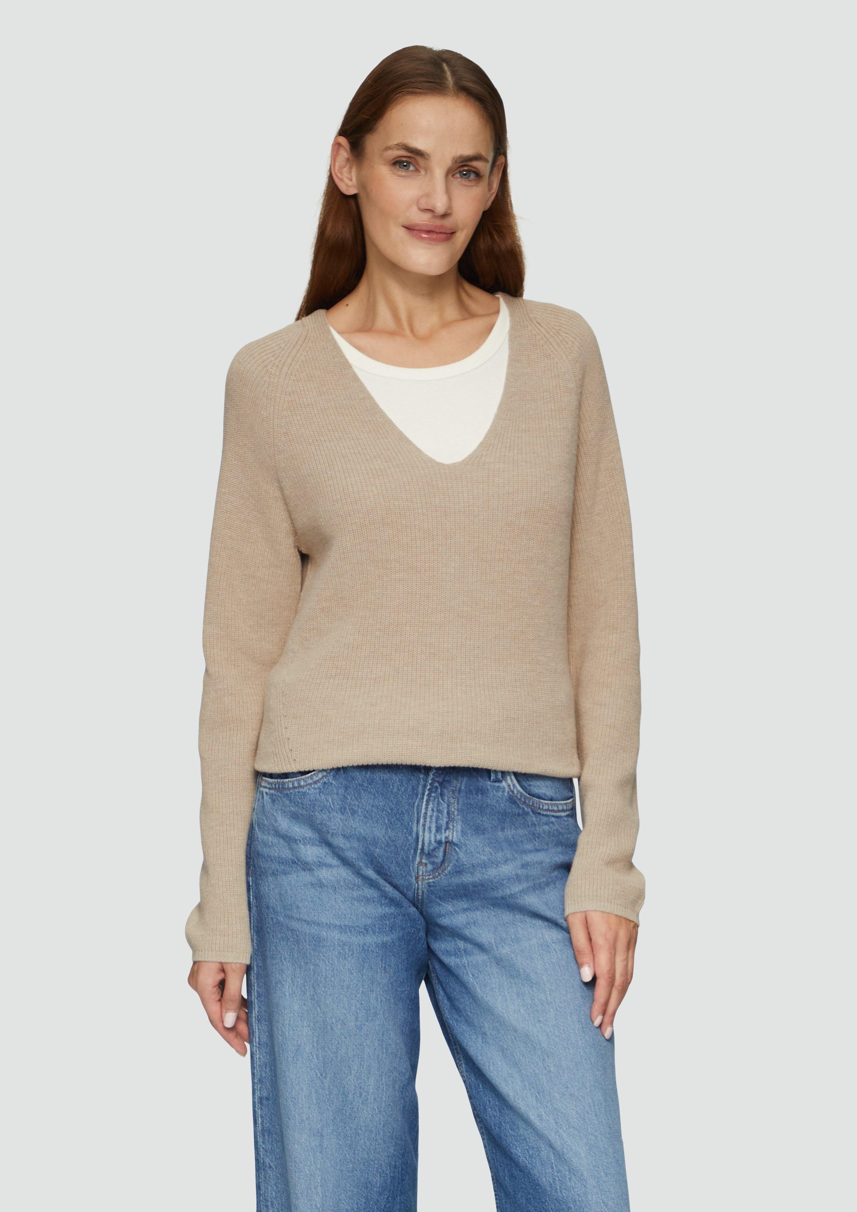 s.Oliver Strickpullover Strickpullover mit V-Ausschnitt aus günstig online kaufen