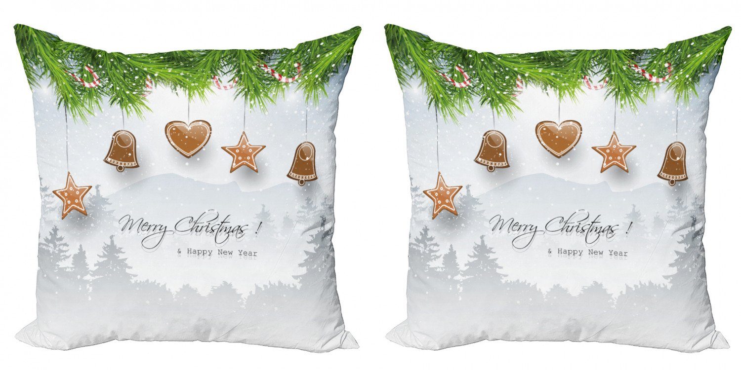 (2 Modern Kissenbezüge Accent Lebkuchen-Tanne Stück), Digitaldruck, Doppelseitiger Weihnachten Abakuhaus