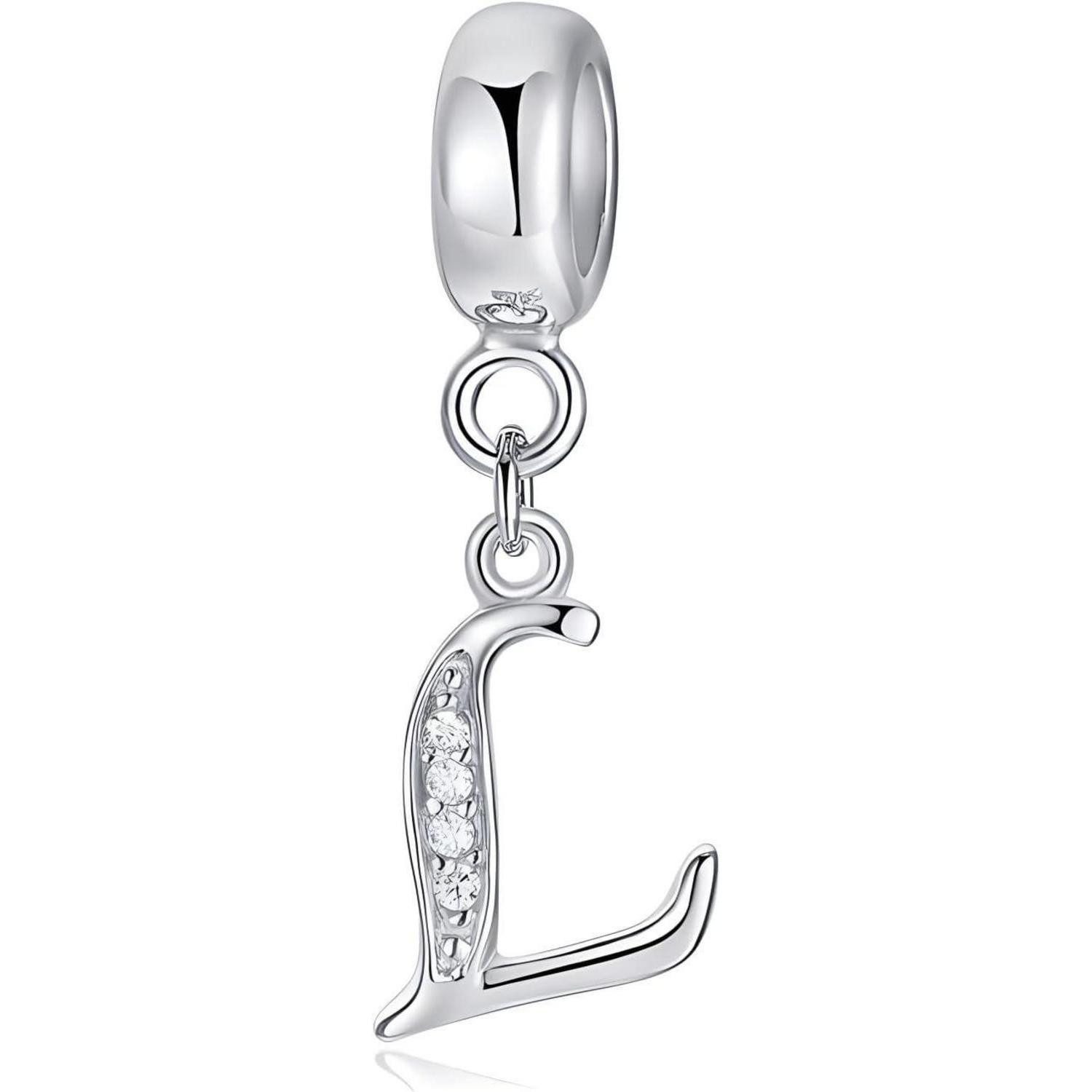 Charm Buchstabe Anhänger 925 Silber Buchstaben A Z Damen Armband Charms Buchstaben-4-L