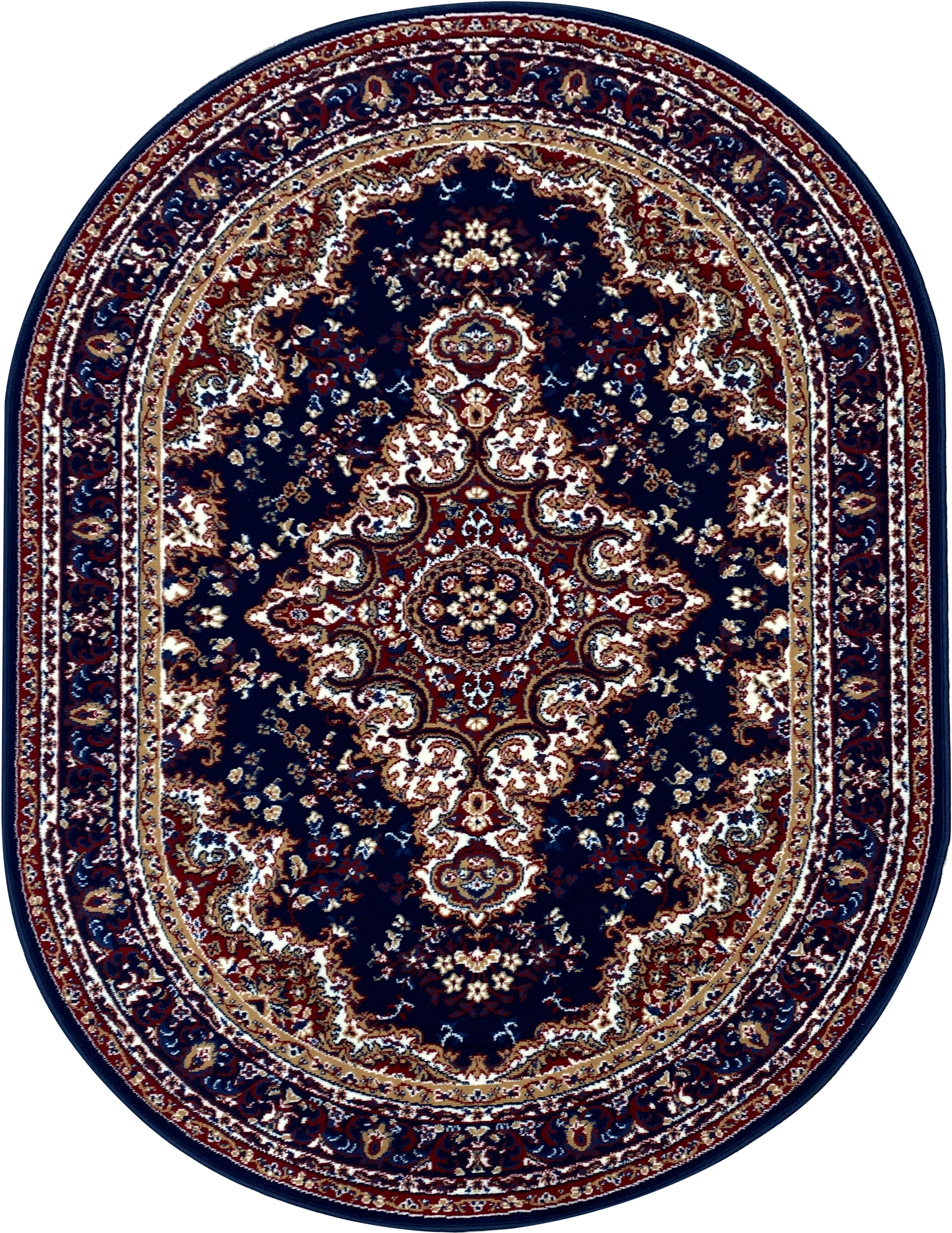 Teppich Oriental, Home affaire, blau Kurzflor, mm, pflegeleicht, mit oval, Bordüre, Orient-Optik, 7 elegant Höhe