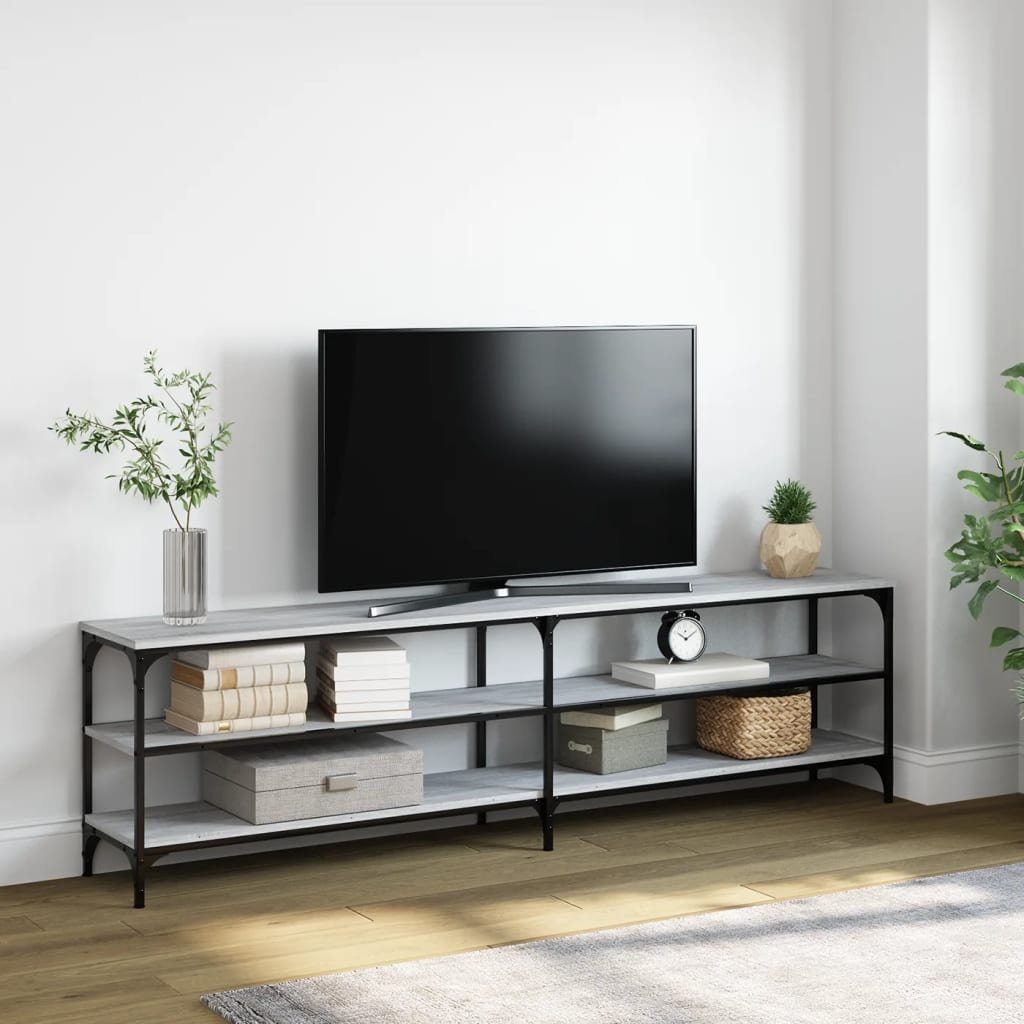 und furnicato TV-Schrank 180x30x50 cm Sonoma Metall Holzwerkstoff Grau