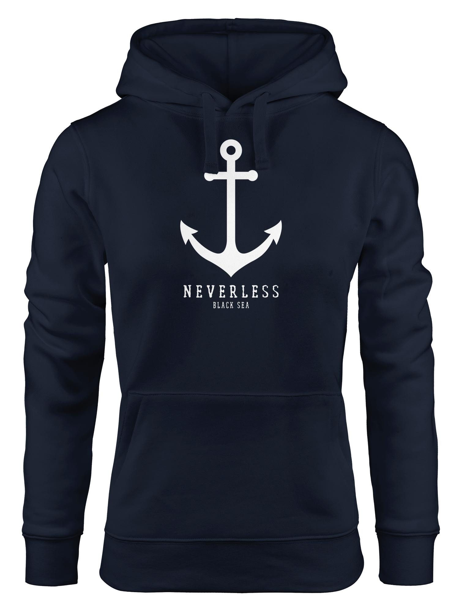 Neverless Hoodie Hoodie Damen Anker Nautical Sailor Segeln Kapuzen-Pullover für Frauen