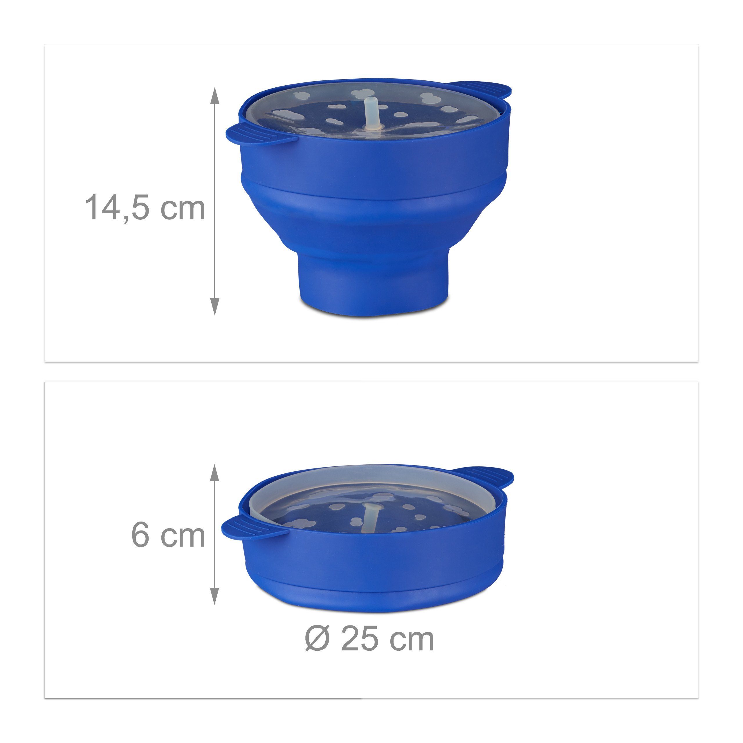 relaxdays Schüssel Popcorn Maker Silikon für die Mikrowelle, Silikon, (1-tlg), blau – Bild 4 von 5