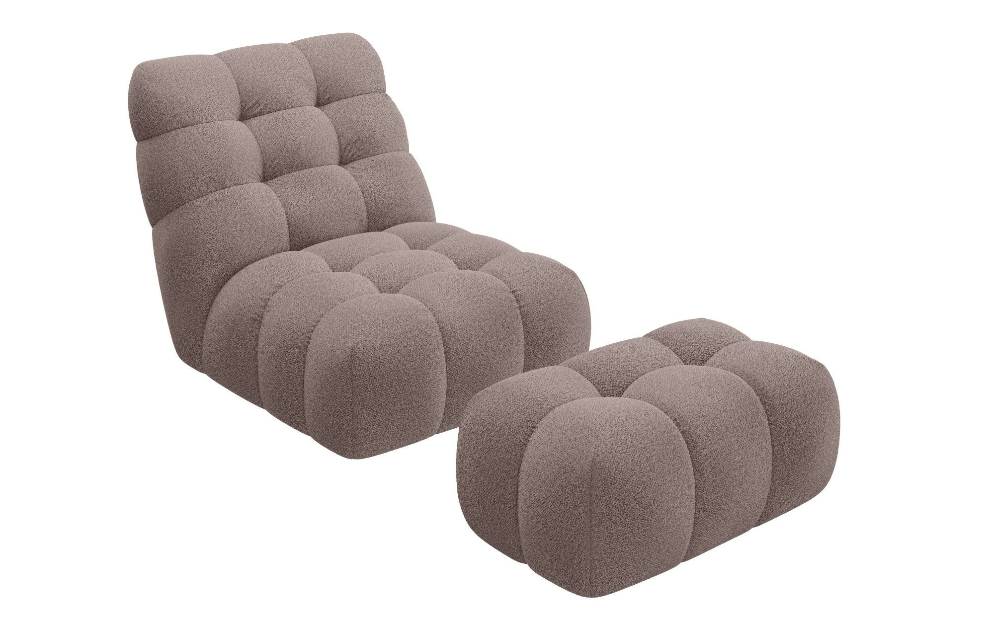 Home affaire XXL-Sessel AURELIAN Loveseat XXL mit Hocker im Set, Lese-Sessel, Relaxsessel, mit Wellenunterfederung, Struktur fein, Struktur grob, Velours