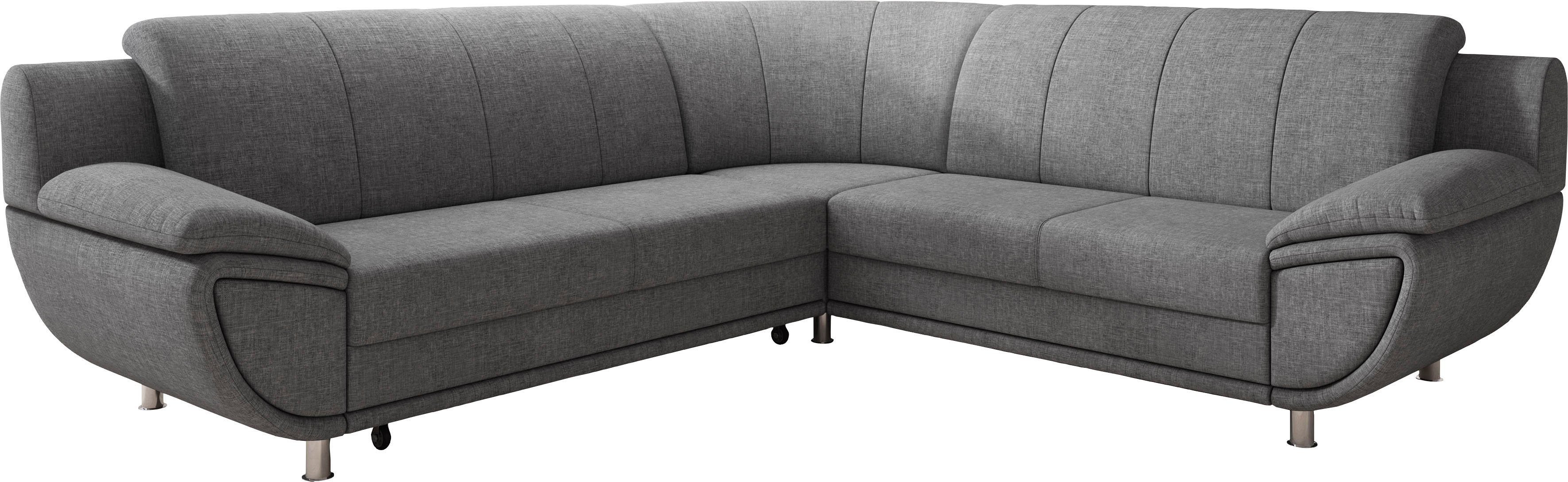 TRENDMANUFAKTUR Ecksofa Rondo II, zeitlos & elegant, bequeme Armlehnen, L-Form, wahlweise mit Federkern, wahlweise mit Bettfunktion, B/T 267/247cm