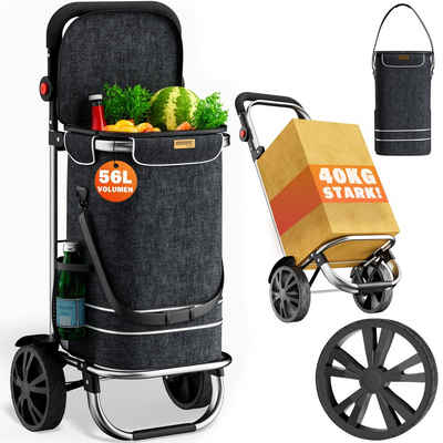 monzana Einkaufstrolley, 2in1 56L bis 50 kg klappbar abnehmbare Tasche Handwagen Einkaufswagen