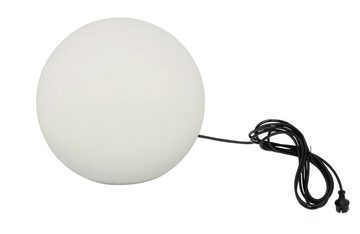 TRANGO LED Kugelleuchte, 1er Set 200WB IP65 Gartenkugel in Weiß matt 20cm Durchmesser inkl. je 1x E27 LED Leuchtmittel *SNOW* Kugellampe inkl. ca. 5 Meter IP44 Kabel, Gartenleuchte, Leuchtkugel, Gartenkugelleuchte, Kugellampe