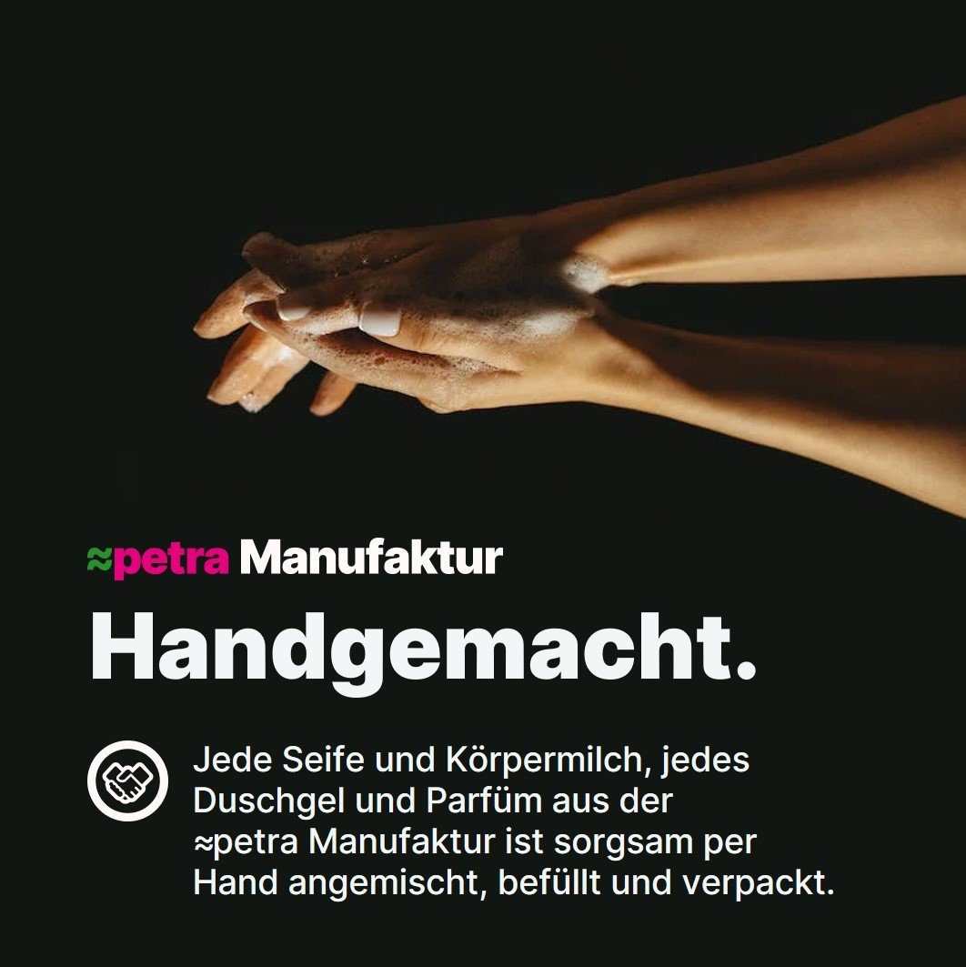 ≈petra Seifen-Set Rabenschwarz [je 300 ml] Duschgel & Cremeseife, ≈petra Manufaktur, schwarz mit schwerem, erdigen Duft nach Patchouli und Sandelholz