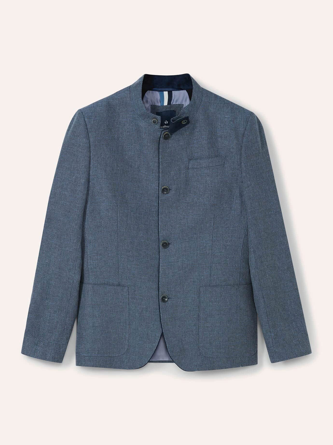 Walbusch Janker Herren Reiseleinen-Janker Comfort fit Stehkragen, modern, knitterarm, Kurzgröße – Bild 2 von 4
