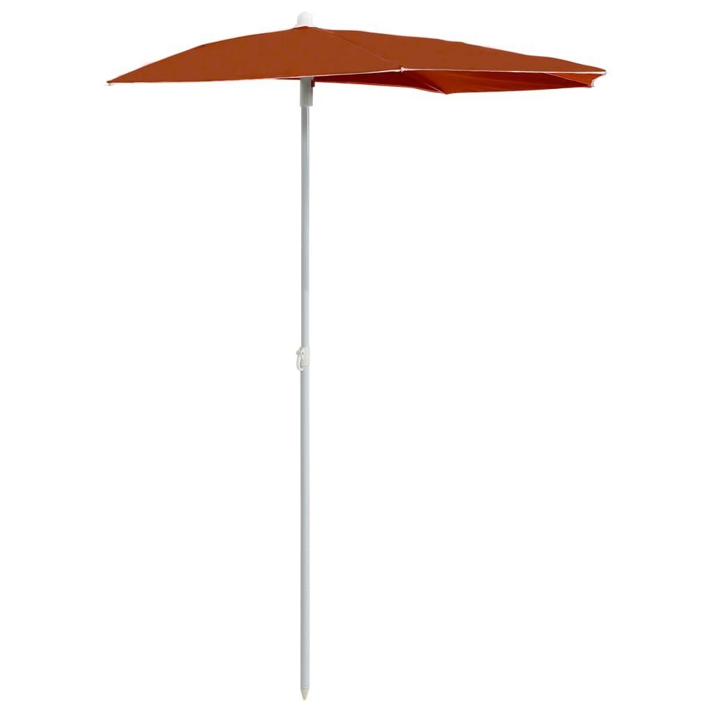 furnicato Sonnenschirm Halb-mit Mast 180x90 cm Terrakottarot, LxB: 90x180 cm