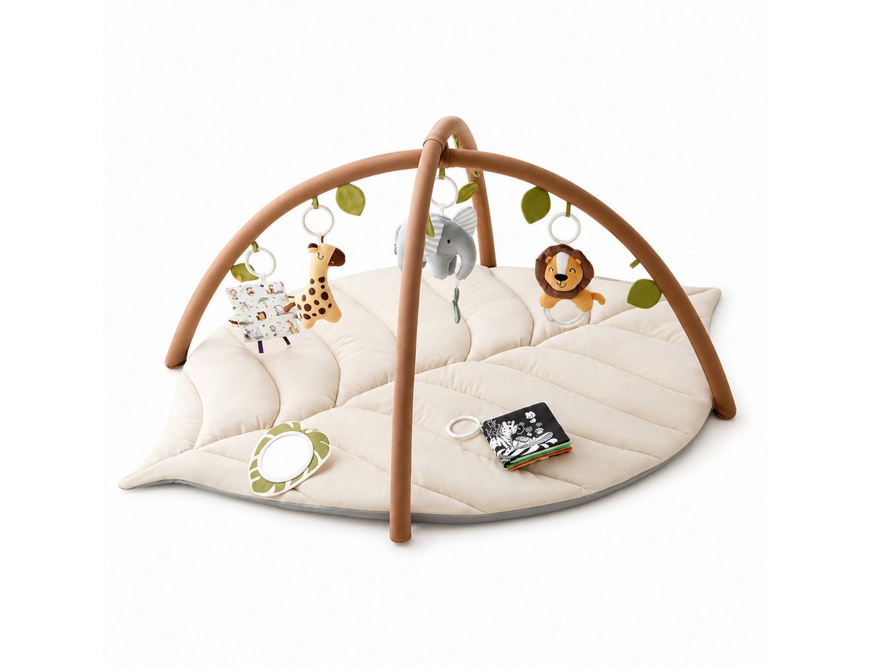 RockerBaby Baby Gym Spielbogen mit waschbarer Krabbeldecke und abnehmbaren Anhängern, Anti-Rutsch-Unterseite, gepolsterte Spielmatte