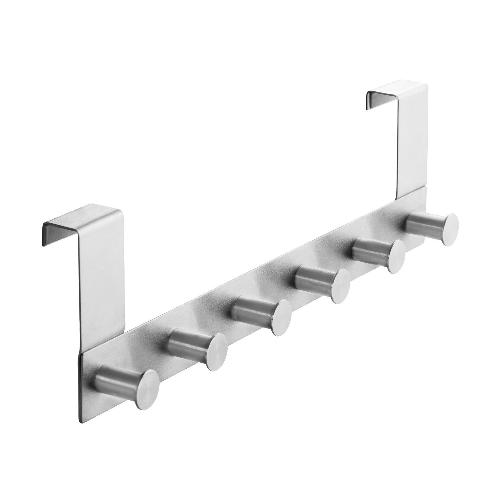 SO-TECH® Türgarderobe Garderobenleiste LINEA 380 x 110 mm, mit 6 Haken Türhaken, (Spar-Set, 2-St), Edelstahl matt gebürstet, für Türen mit Falz max. 16 mm