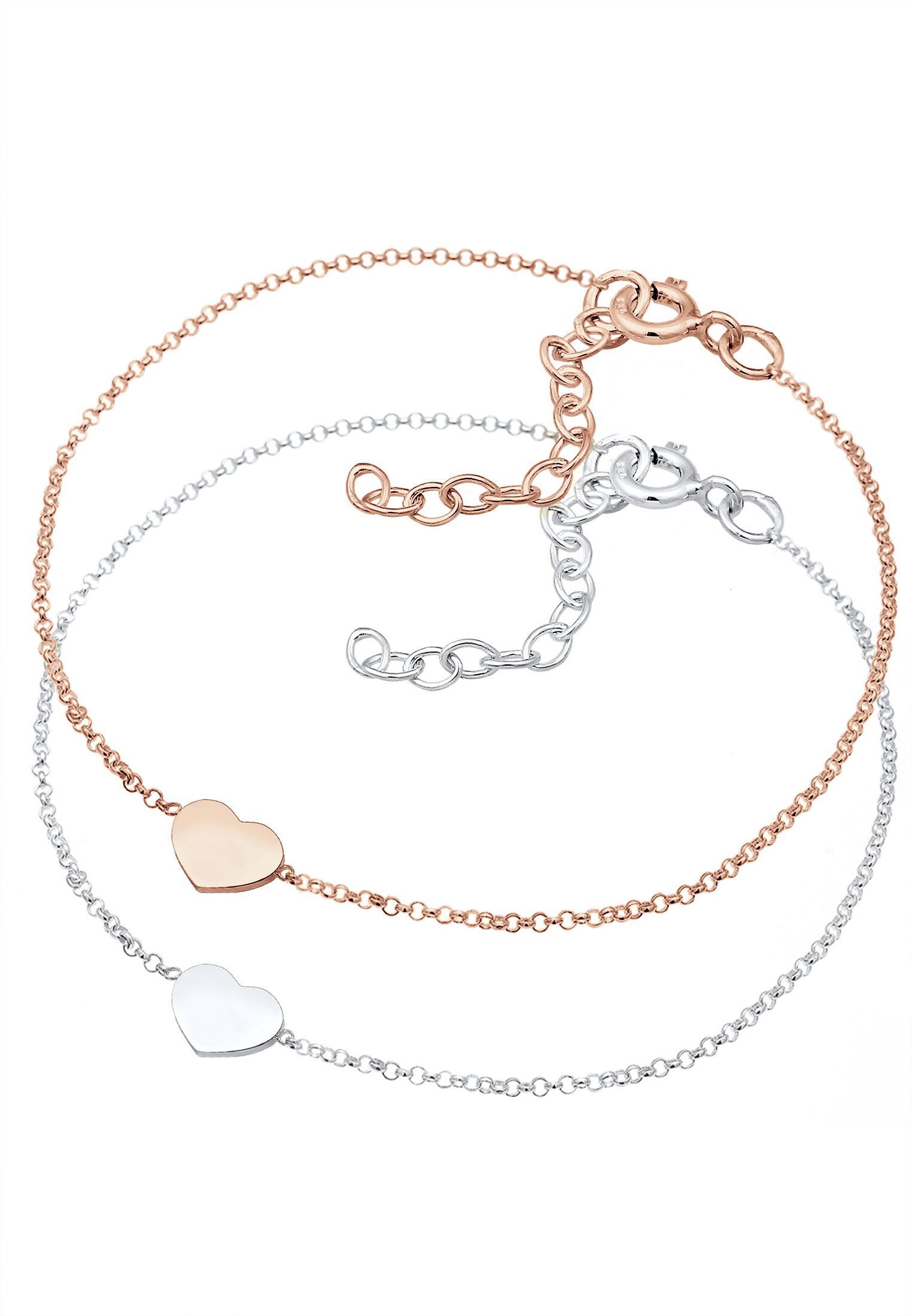 Elli Armband Set Herz Paar Freundschaft Bi-Color 925er Silber günstig online kaufen