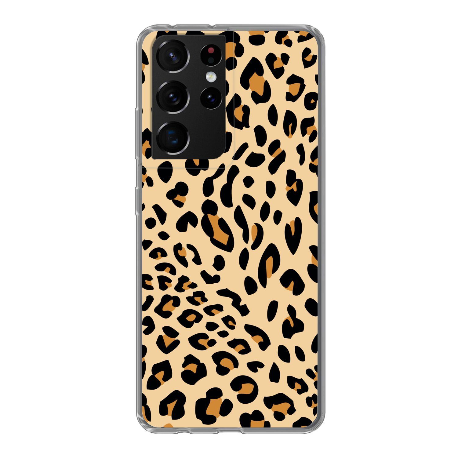 MuchoWow Handyhülle für Samsung Galaxy S21 Ultra Tiermuster - Panther - Leopard, Phone Case, Silikon, Schutzhülle Dünn