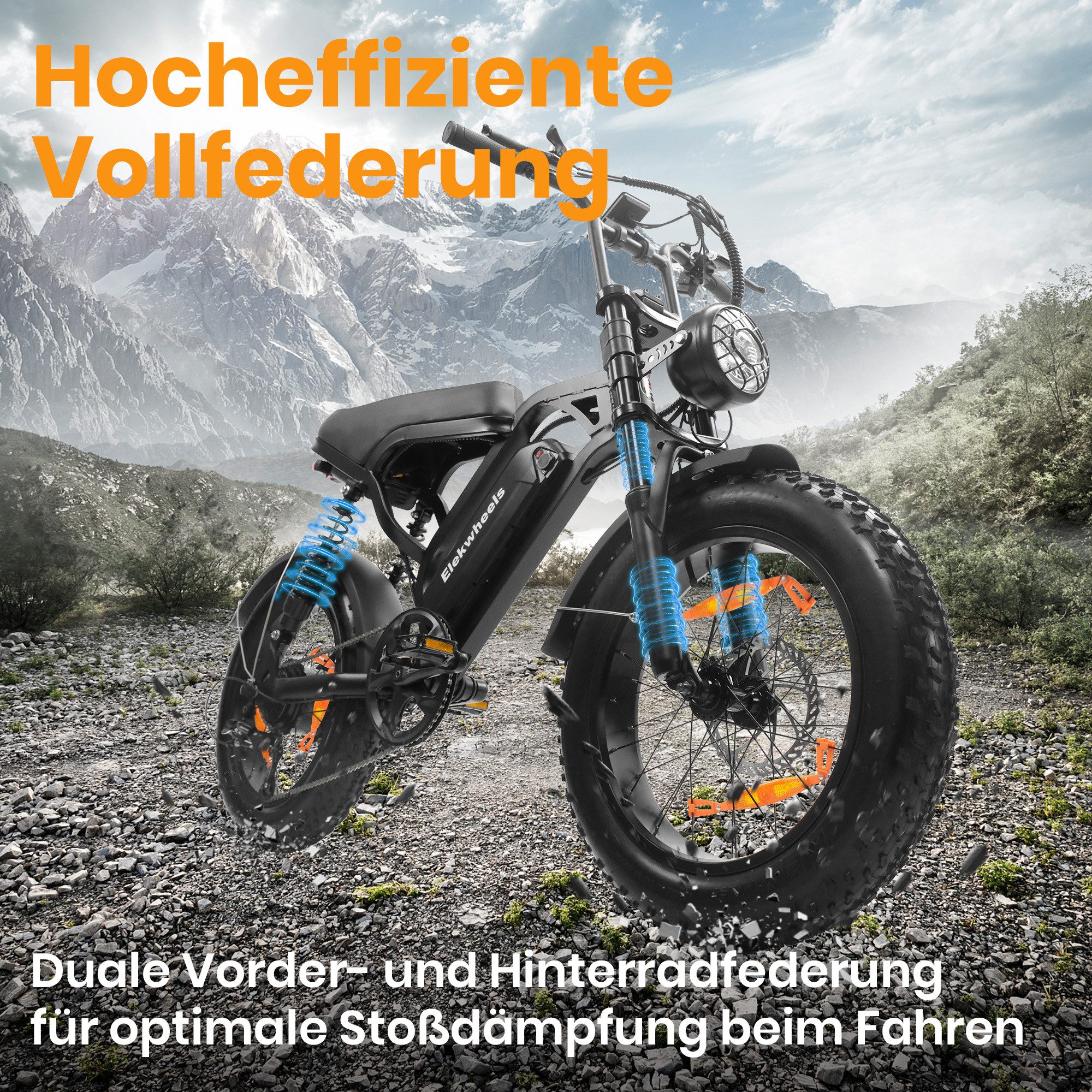 Vankel E-Bike Cityrad E7 Elektrofahrrad 20” x 4 Zoll Damen u. Herren Pedelec 720Wh Max.100KM, Kettenschaltung, Heckmotor, 720 Wh, Pedelec, Elektrofahrrad E-Mountainbike für Erwachsene, E-bikes