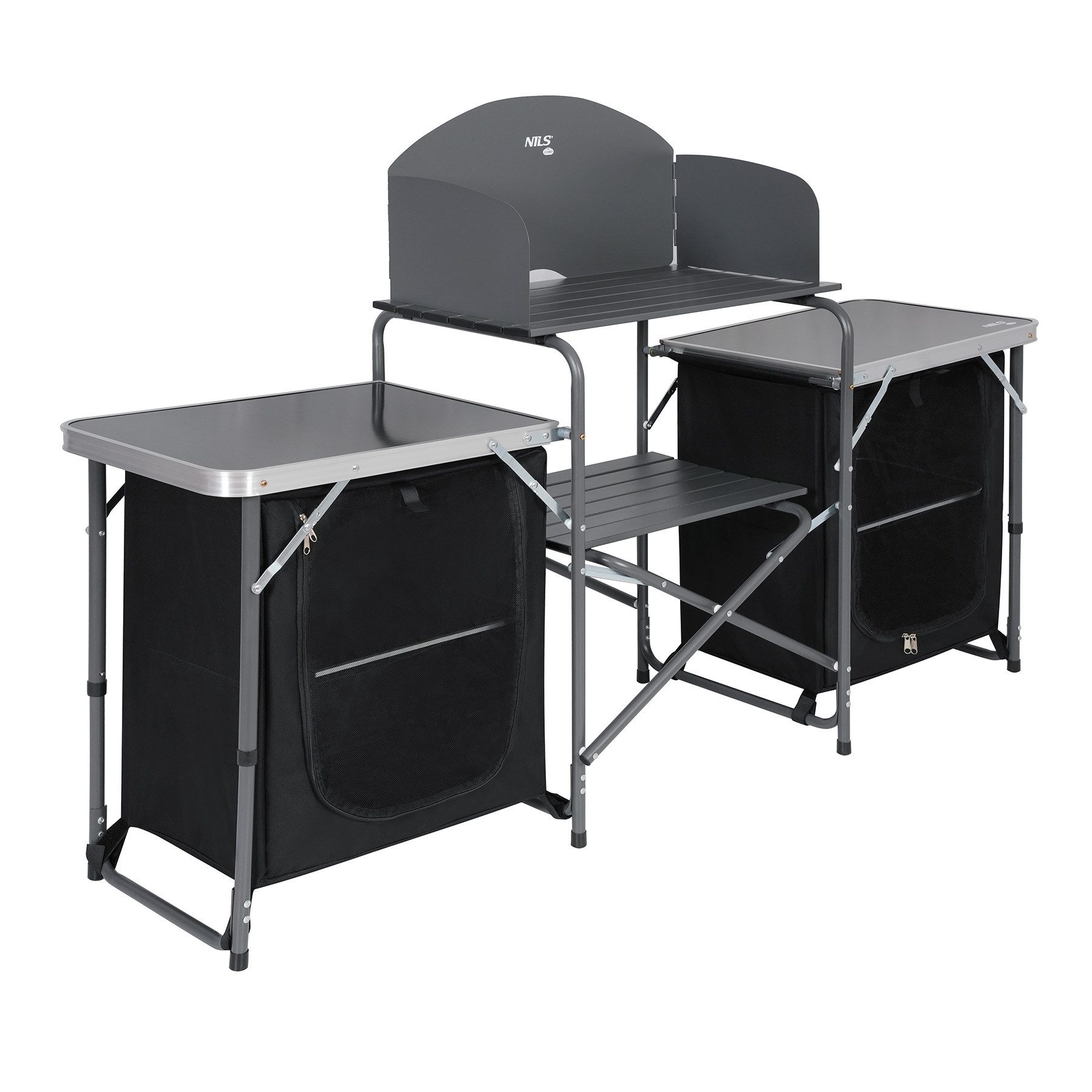 Campingschrank Faltbare Campingküche mit Windschutz und klappbarer Ablagefläche