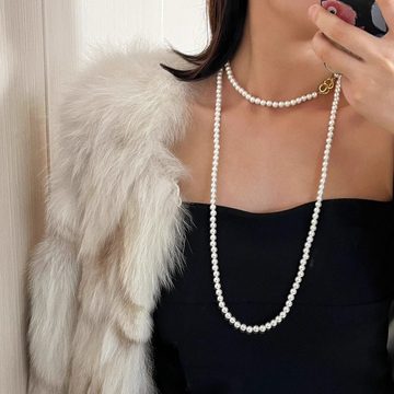 DTC GmbH Perlenkette 6mm, 90cm lang Tiefsee Perlenkette, Multi Wear (Sie vermissen eine Perlenkette in Ihrem Ensemble von heute!, 1-tlg)