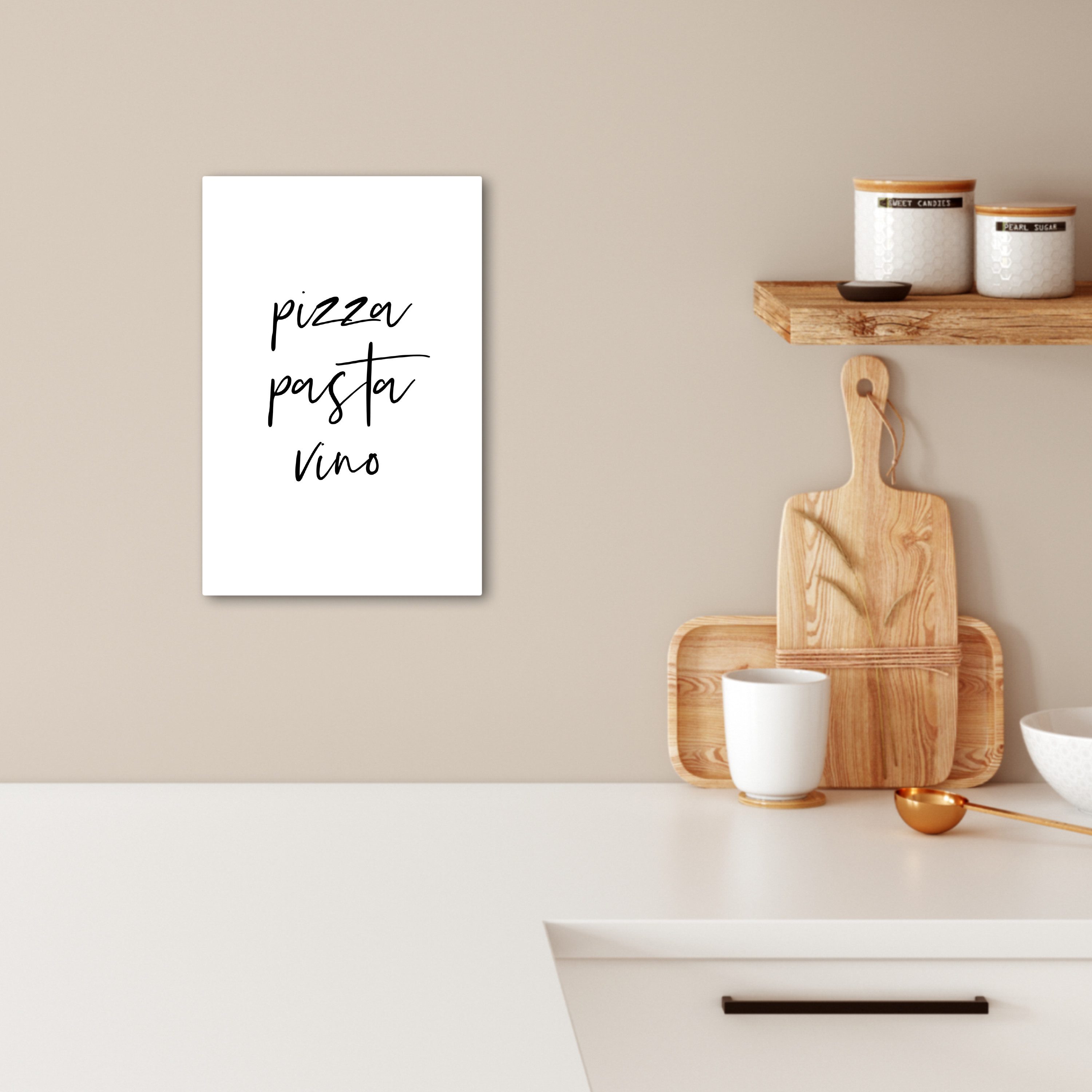 OneMillionCanvasses® Leinwandbild Zitat - Pizza, Pasta, günstig online kaufen