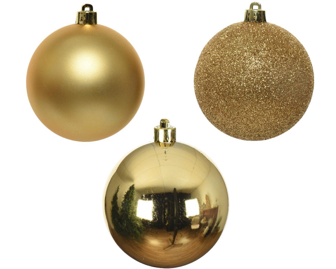 Kaemingk Weihnachtsbaumkugel, Weihnachtskugeln Kunststoff 8cm 34er Set - Hellgold