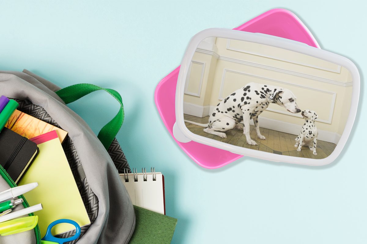 rosa MuchoWow Snackbox, Lunchbox (2-tlg), Kinder, Kunststoff, Erwachsene, Brotdose für Brotbox Haus, - Kunststoff Welpe Hund Mädchen, -