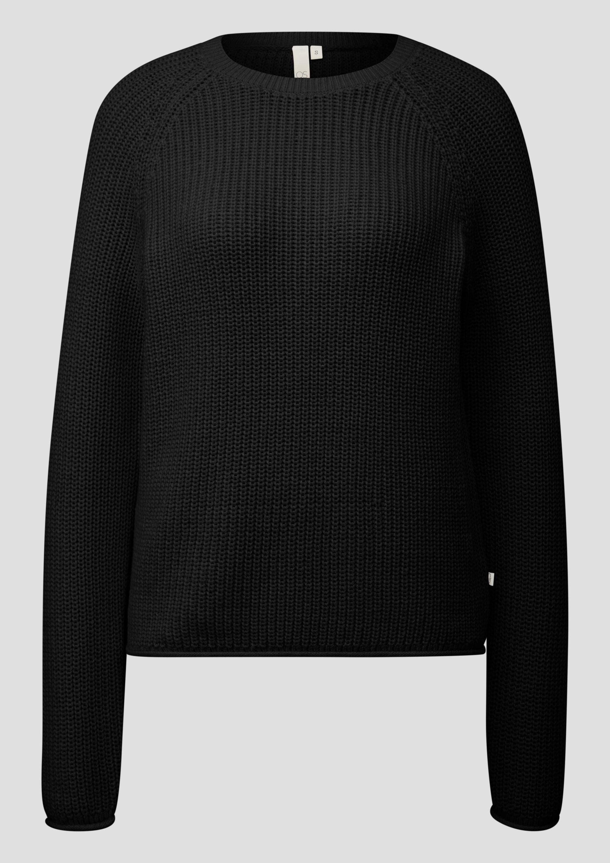 QS Longpullover Strickpullover Melierter Strickpullover mit Raglanärmeln