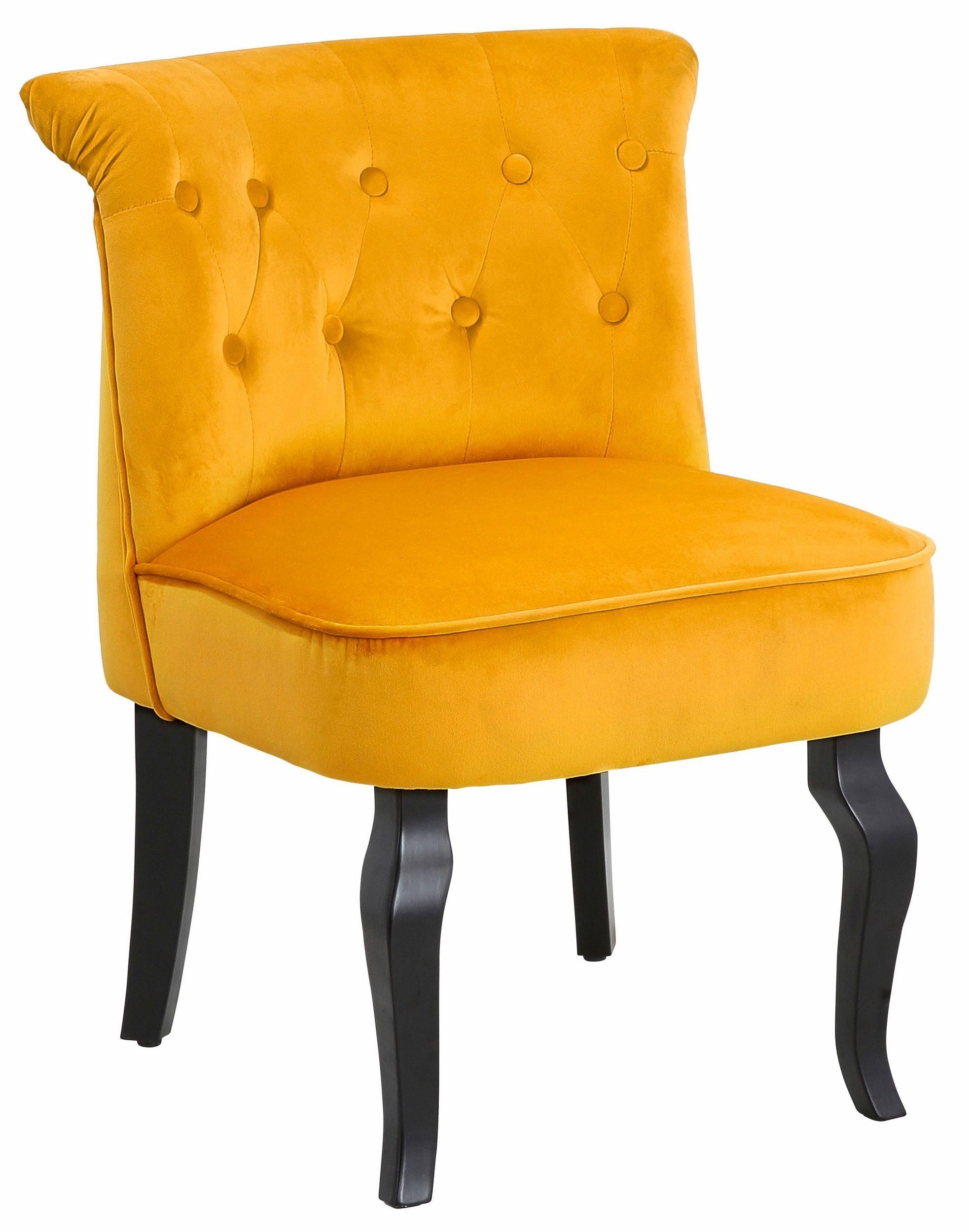 loft24 Polsterstuhl Brittany, aus Samtvelours mit Knopfheftung, Sitzhöhe 46 cm orange