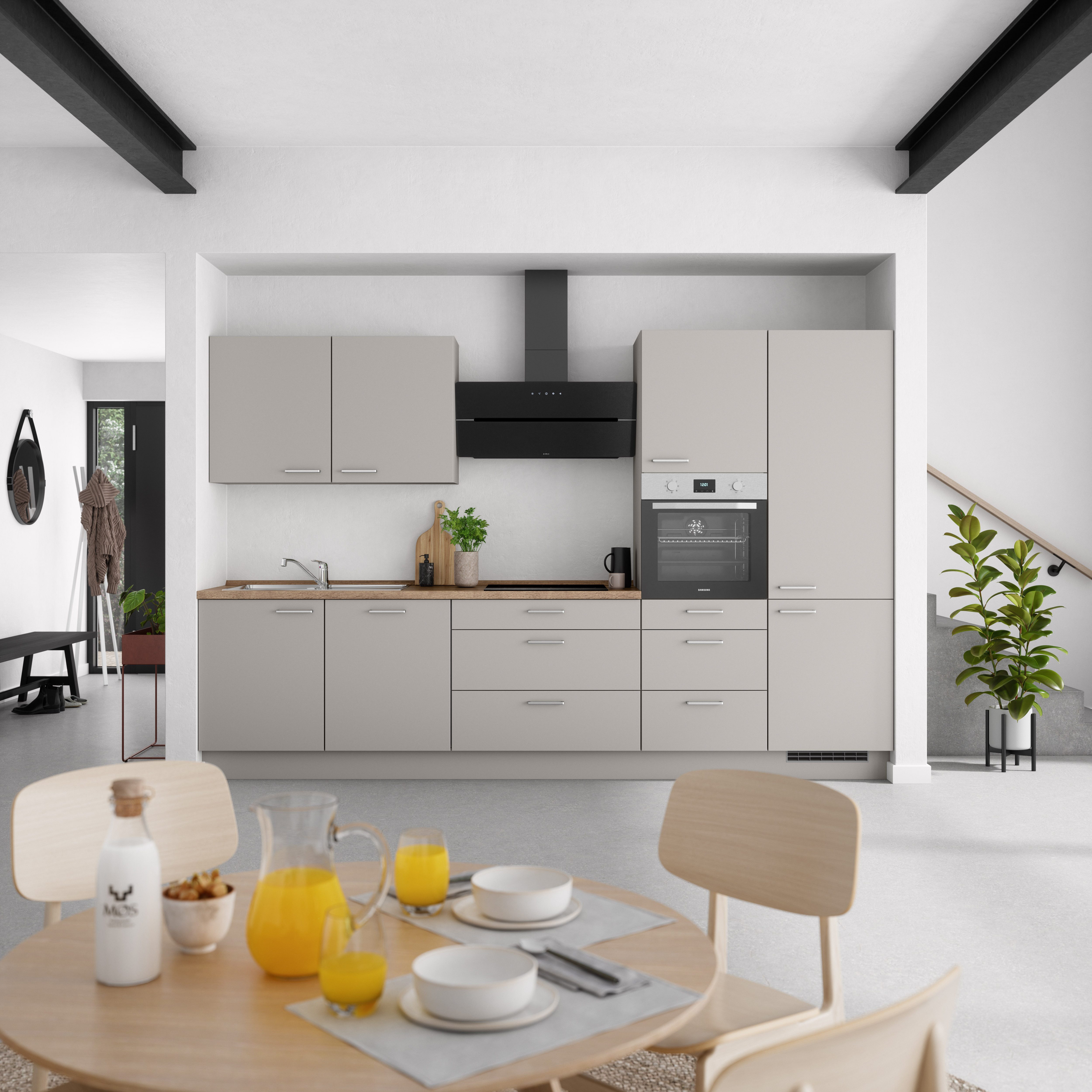 nobilia® Küchenzeile "Touch II", NEU: individuell anpassbar mit gratis Profi-Beratung, vormontiert, Breite 330 cm, Ausrichtung wählbar, wahlw. mit E-Geräten