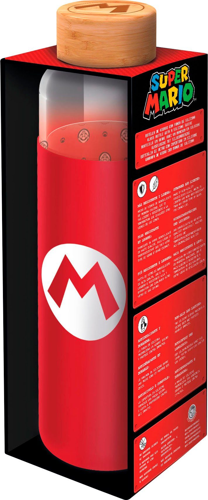 Image of Trinkflasche »Super Mario Glasflasche mit Silikon (585 ml)«