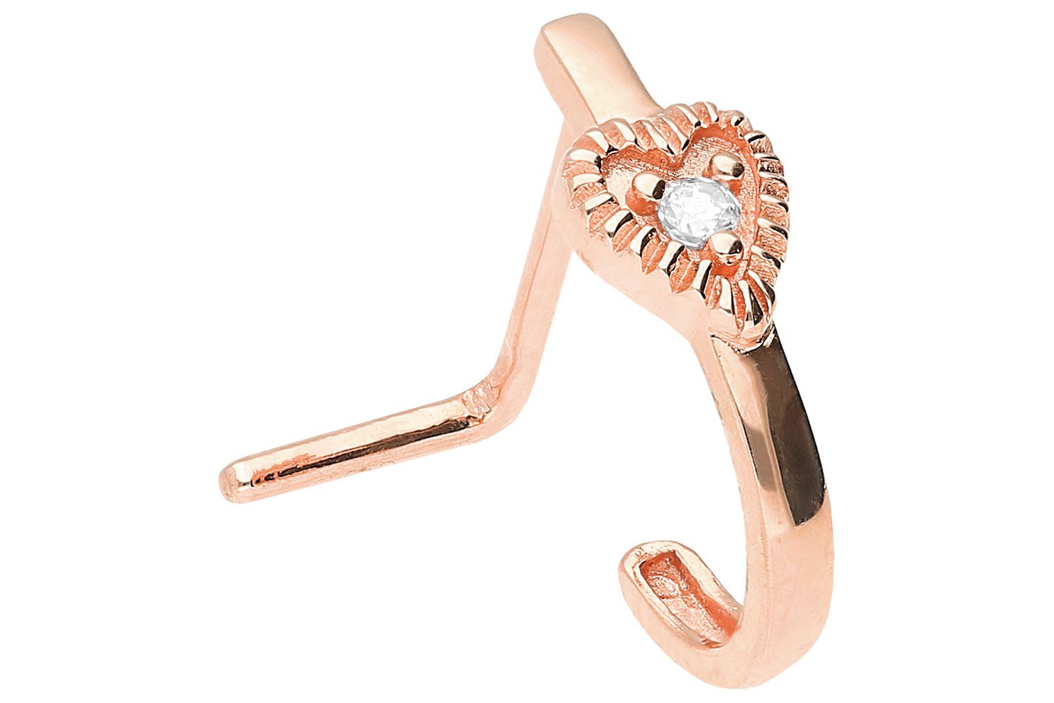 PIERCINGLINE Nasenpiercing Chirurgenstahl Nasenstecker HERZ + KRISTALL (Nasenstecker, 1-tlg)