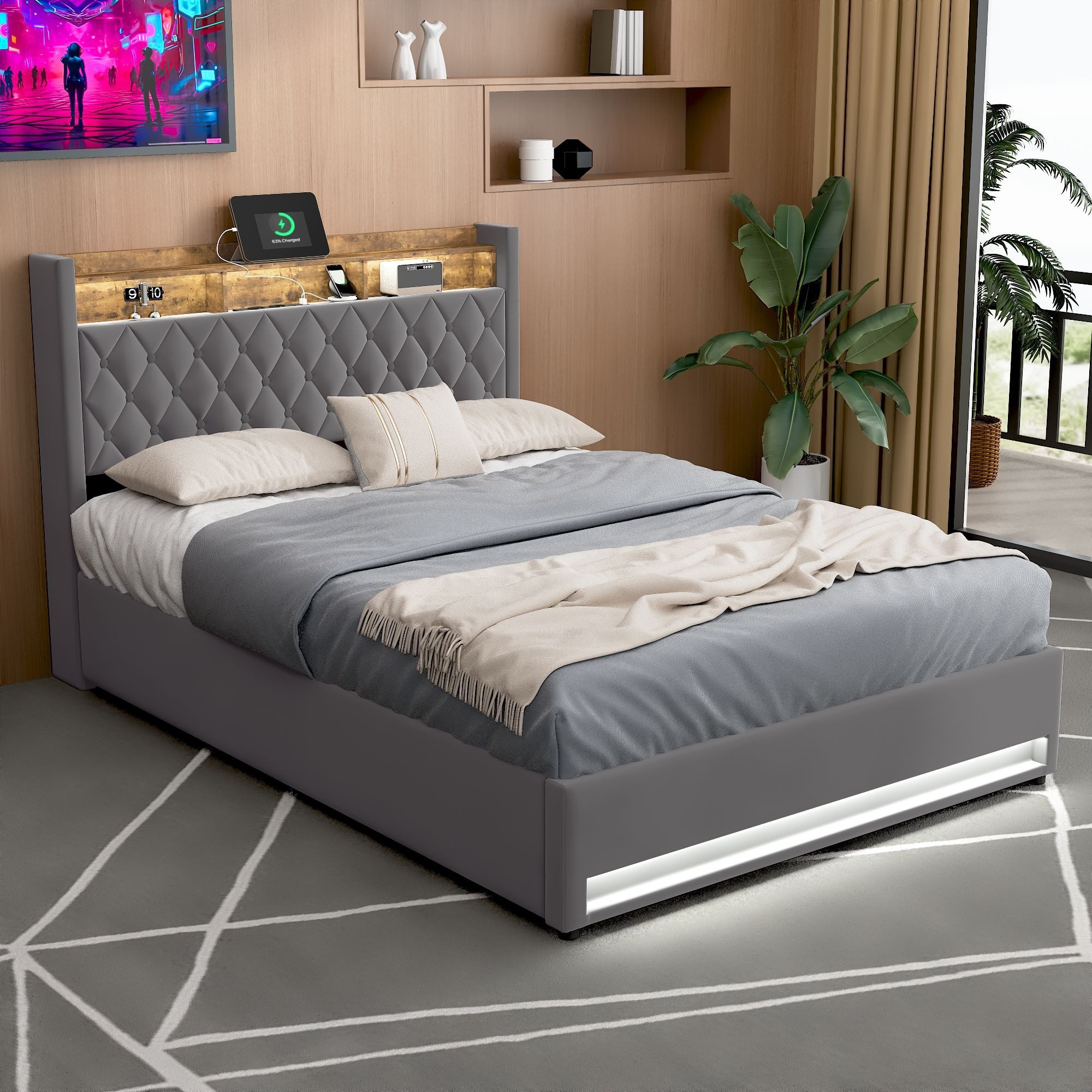 STILVORA Polsterbett mit bettkasten,Stauraumbett Boxspringbett 140×200 günstig online kaufen