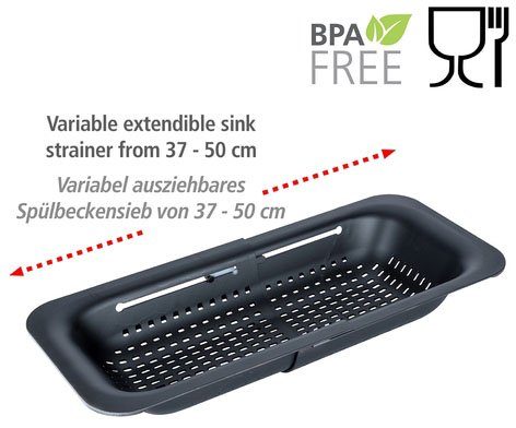WENKO Küchensieb Sivo, Kunststoff, & 3-tlg., Mikrofasertuch Migro, ausziehbares Spülsieb
