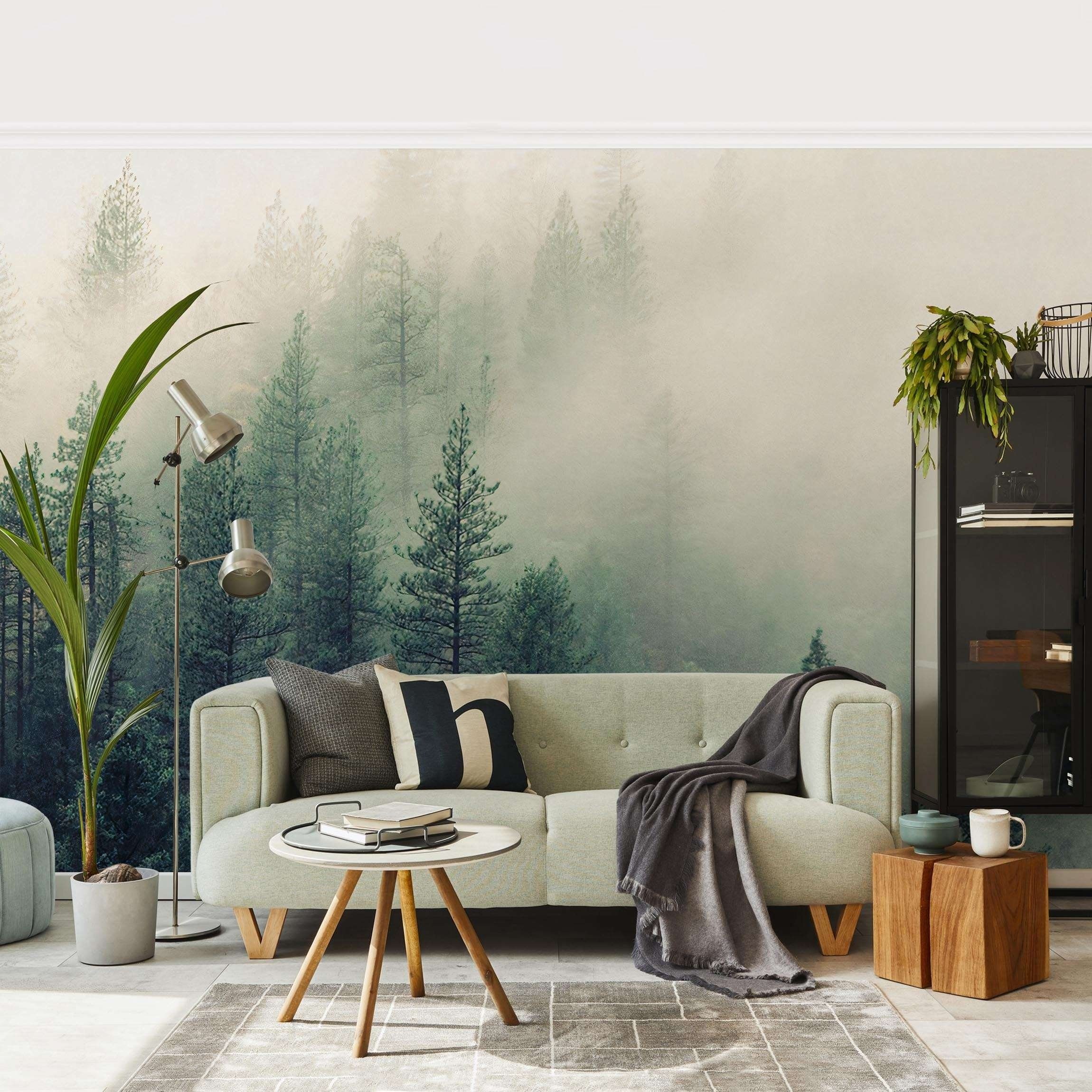 Bilderdepot24 Fototapete Wald Nebel 3D Effekt Modern Natur Landschaft Waldtapete Bäume, Glatt, Matt, (Vliestapete inkl. Kleister oder selbstklebend), Wohnzimmer Schlafzimmer Küche Flur Motivtapete Vliestapete Wandtapete