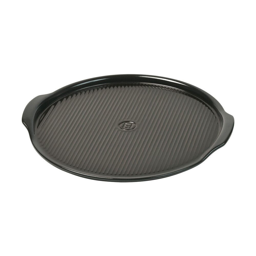 Emile Henry Pizzastein Pizzastein 37 cm Kohle, Keramik, Made in France, Keramik, schwarz, spülmaschinengeeignet