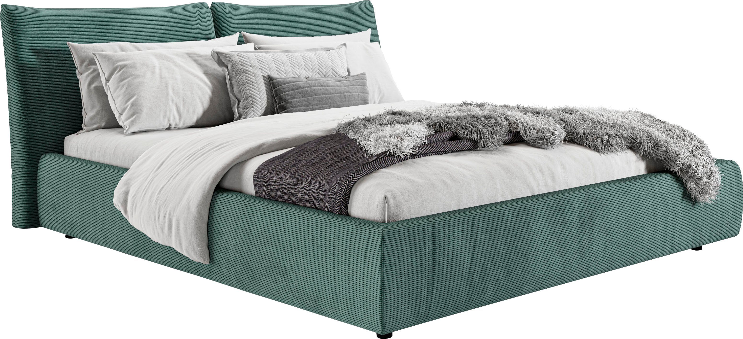 Home affaire Polsterbett Priora in 4 Breiten bis 200cm, auch in NaturLEDER, Cord, belastbar bis 280kg, auch Überlänge 220 cm