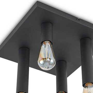 Lindby Deckenleuchte Belana, dimmbar, Leuchtmittel nicht inklusive, Modern, Eisen, Schwarz matt, 4 flammig, E27, Deckenleuchte, Lampe