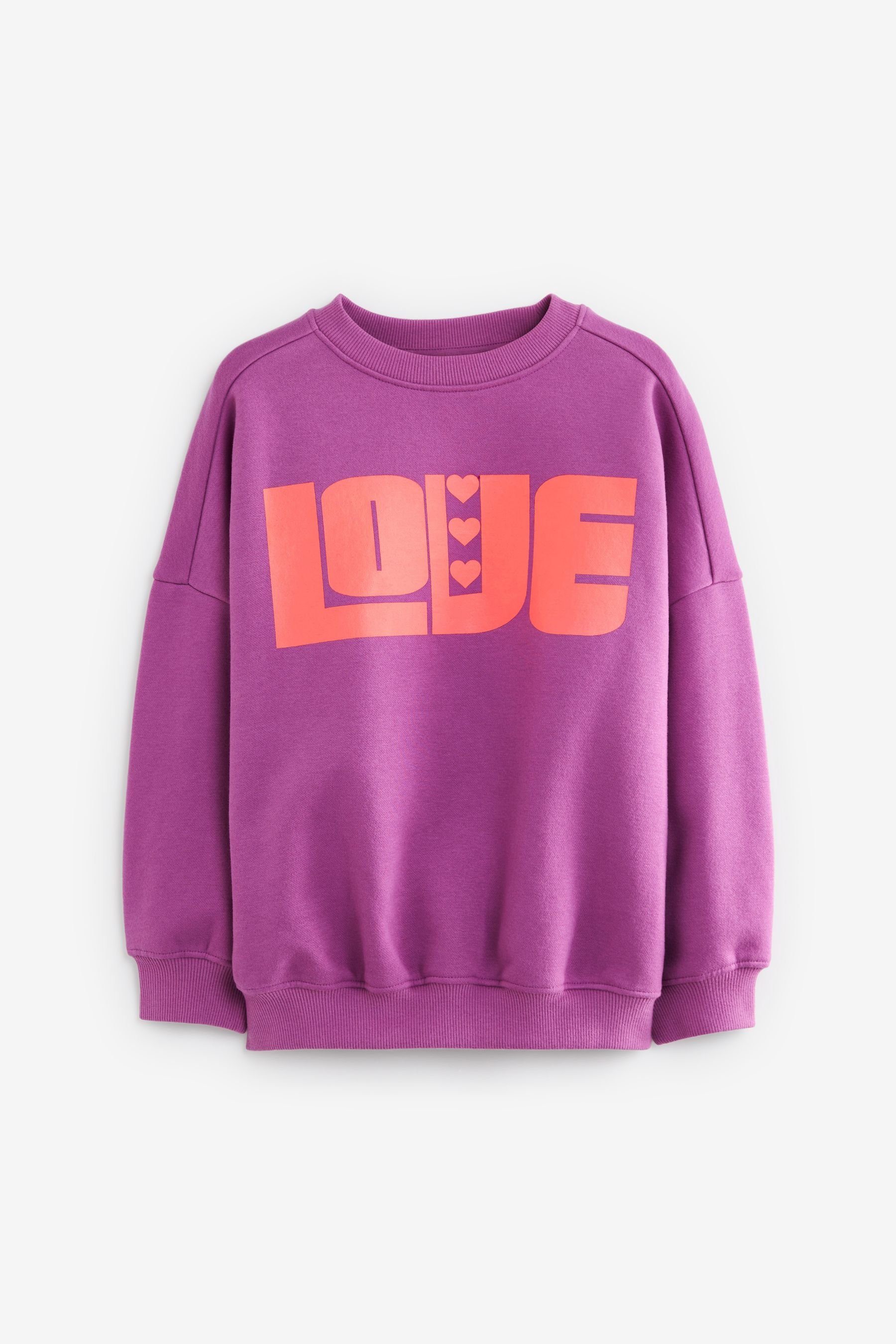 Sweatshirt Next (1-tlg) Sweatshirt Langärmeliges Purple Happy-Slogan mit