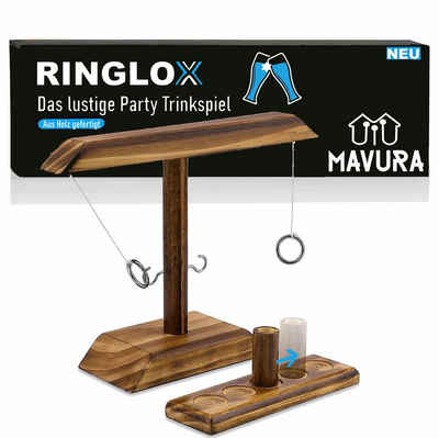 MAVURA Spiel, RINGLOX Partyspiel aus Holz Ring Toss Haken & Ring werfen, Wurfspiel Trinkspiel Party Spiel Ringwurfspiel Saufspiel