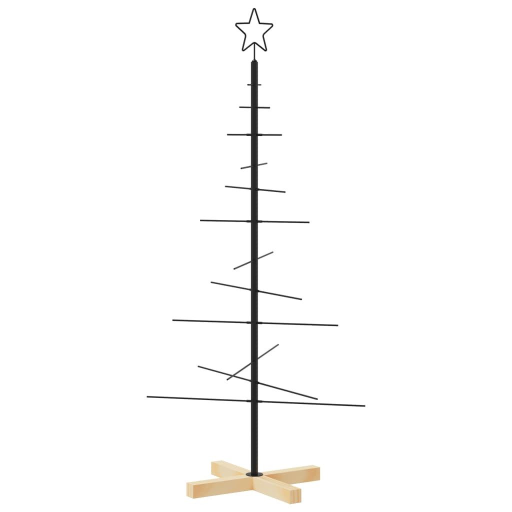 vidaXL Künstlicher Weihnachtsbaum Weihnachtsbaum Metall mit Holzständer Schwarz 120 cm