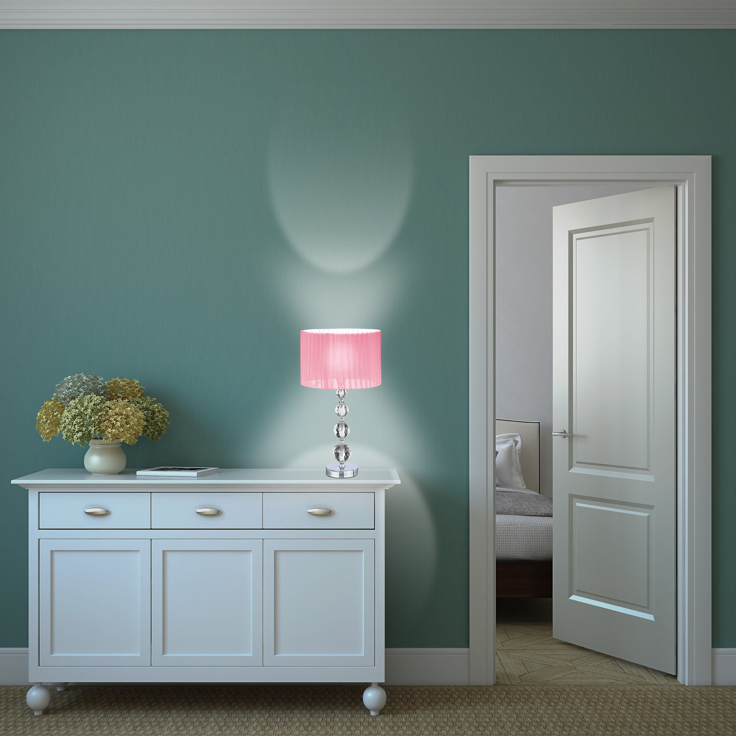 relaxdays Tischleuchte Tischlampe Kristall in Rosa günstig online kaufen