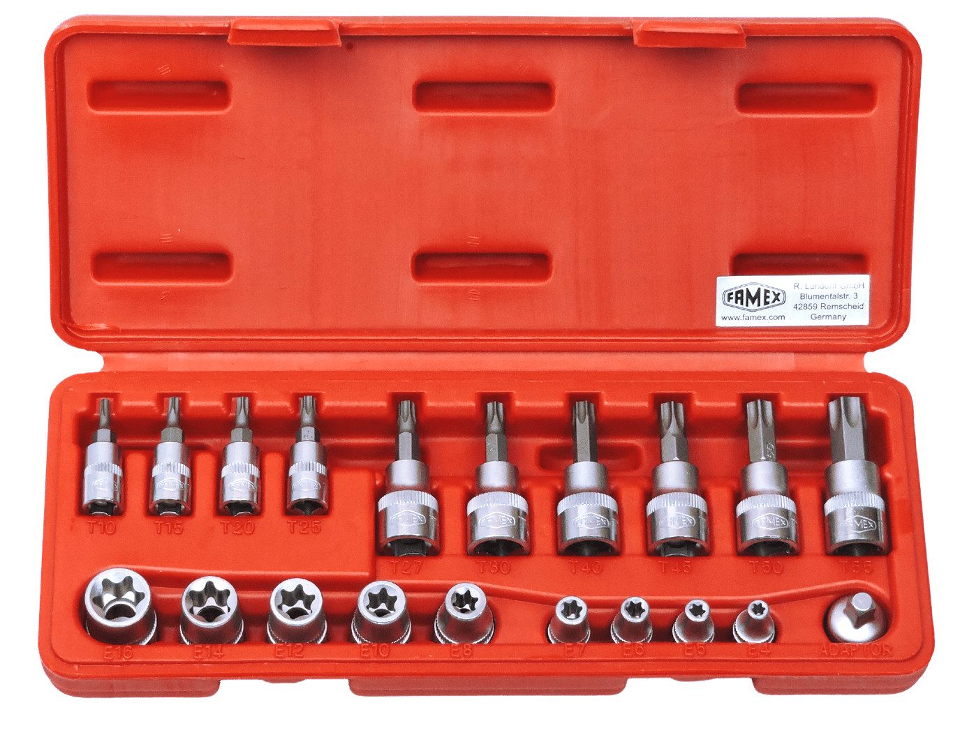 FAMEX Werkzeugset 10520 Steckschlüssel Satz, (Steckschlüsselsatz, 20-tlg), TOP-Qualität, für Torx