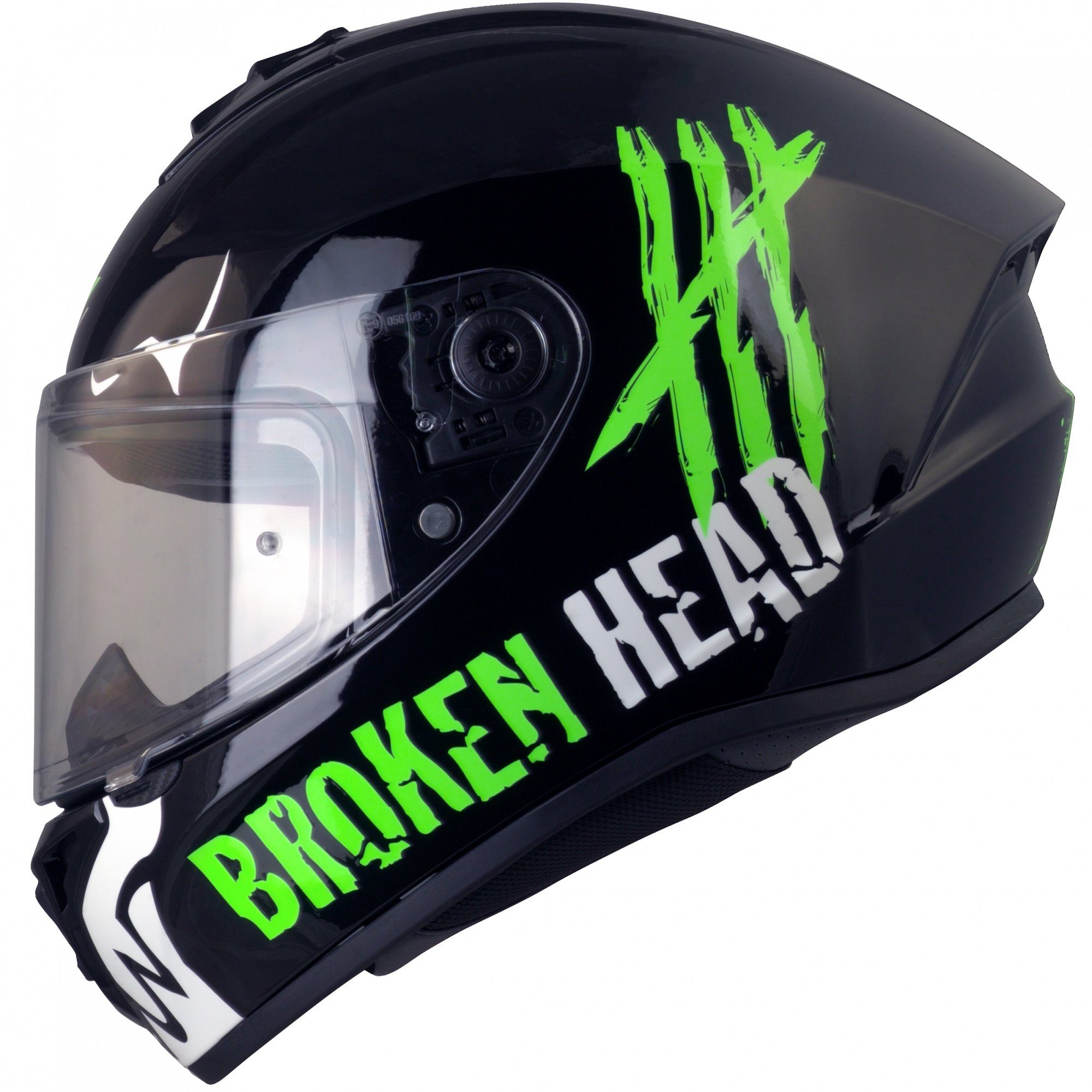 Broken Head Motorradhelm Broken Head Adrenalin Therapy 4X Schwarz-Neon-Grün Glanz, Limited Edition, Optik für Adrenalin-Junkies!