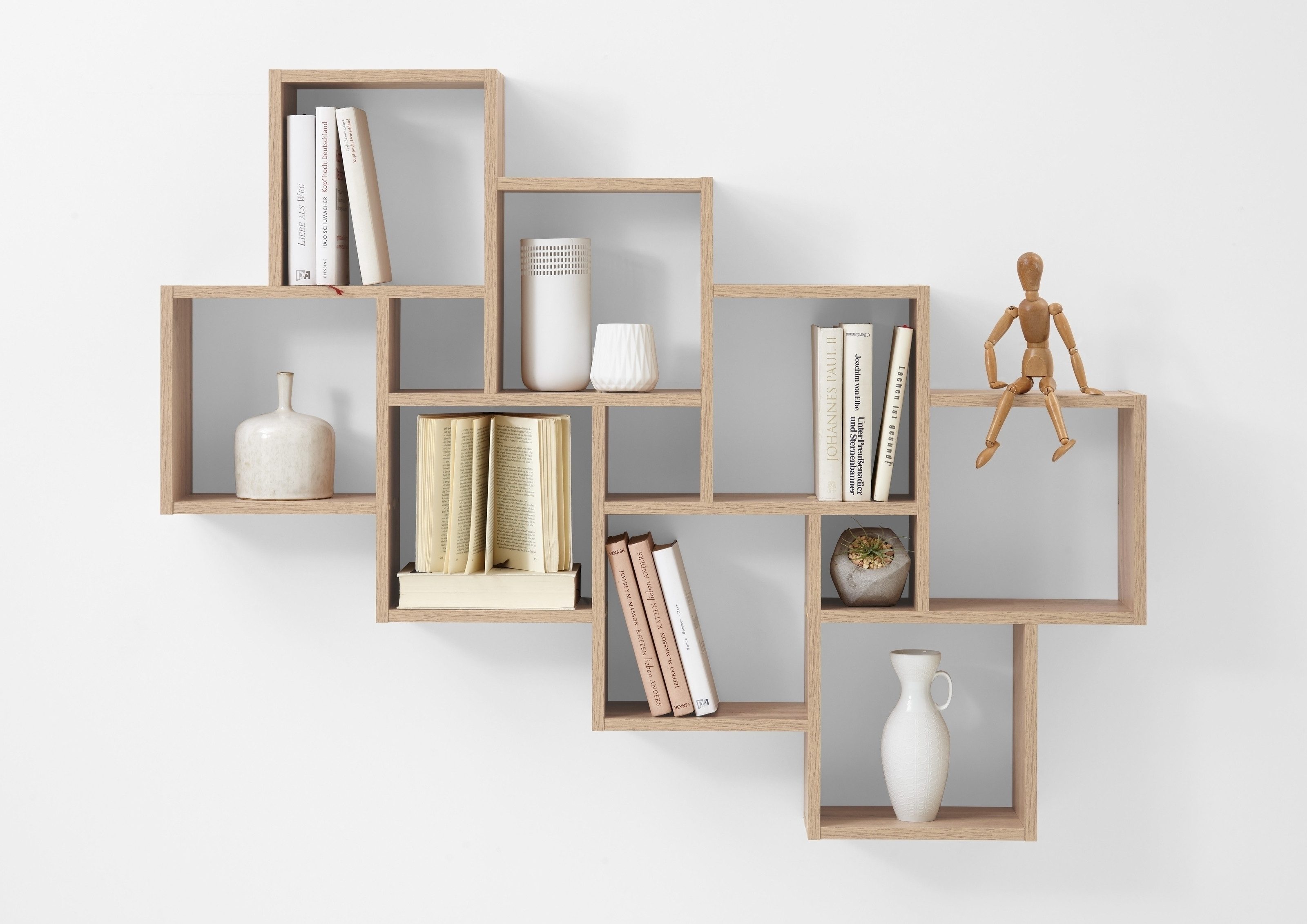 PREISBRECHER Wandregal LAURIO 3, in Eiche Dekor - 94,5x120,8x15,7cm (BxHxT)