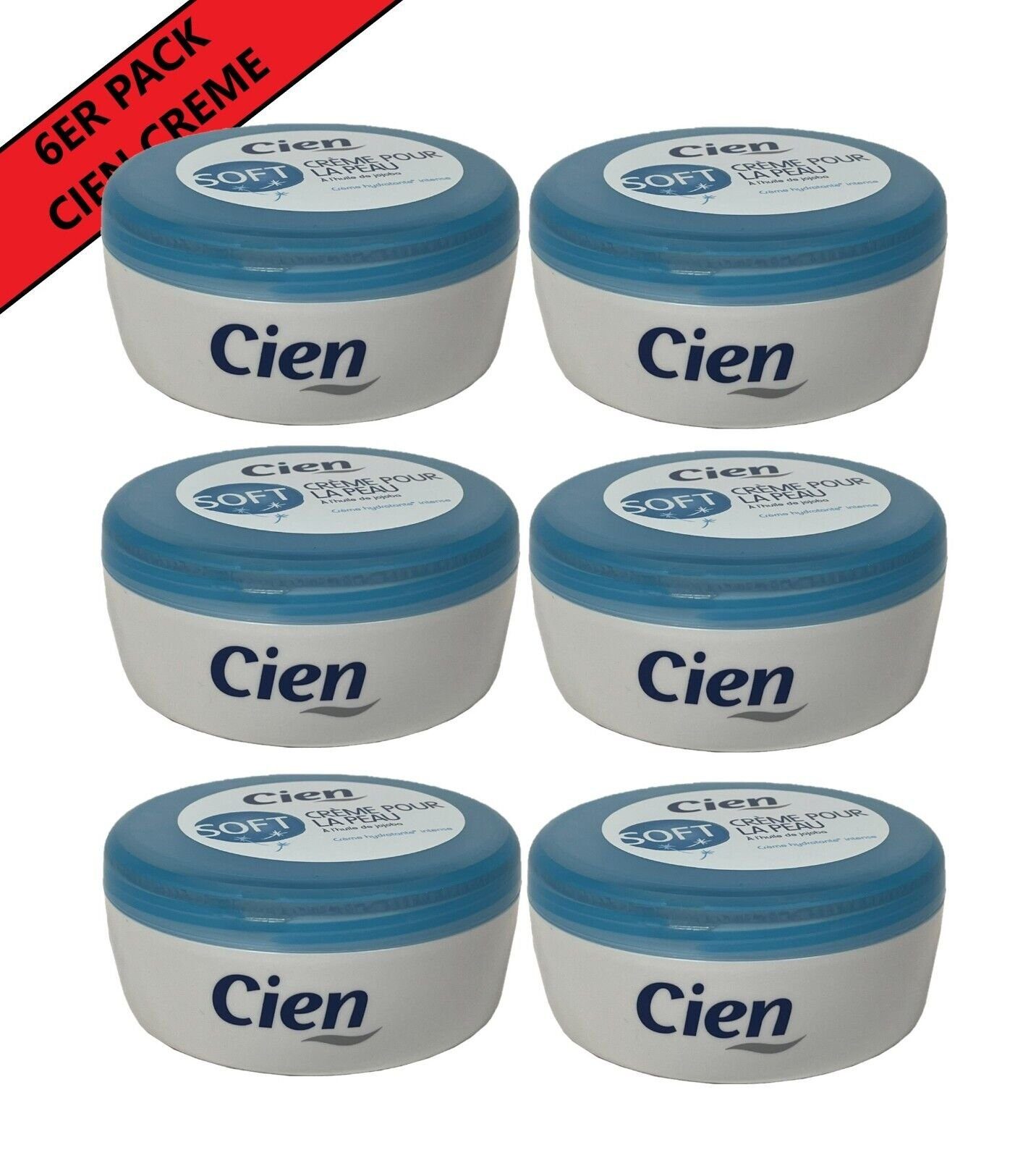 Sibastore Hautcreme Cien Creme für die Haut Hautcreme Pflegecreme Tagescreme intensiv feuchtigkeitsspendende Creme, für alle Hauttypen, feuchtigkeitspendene Creme, 6-tlg., frei von Tierversuchen, natürliche Inhaltsstoffe