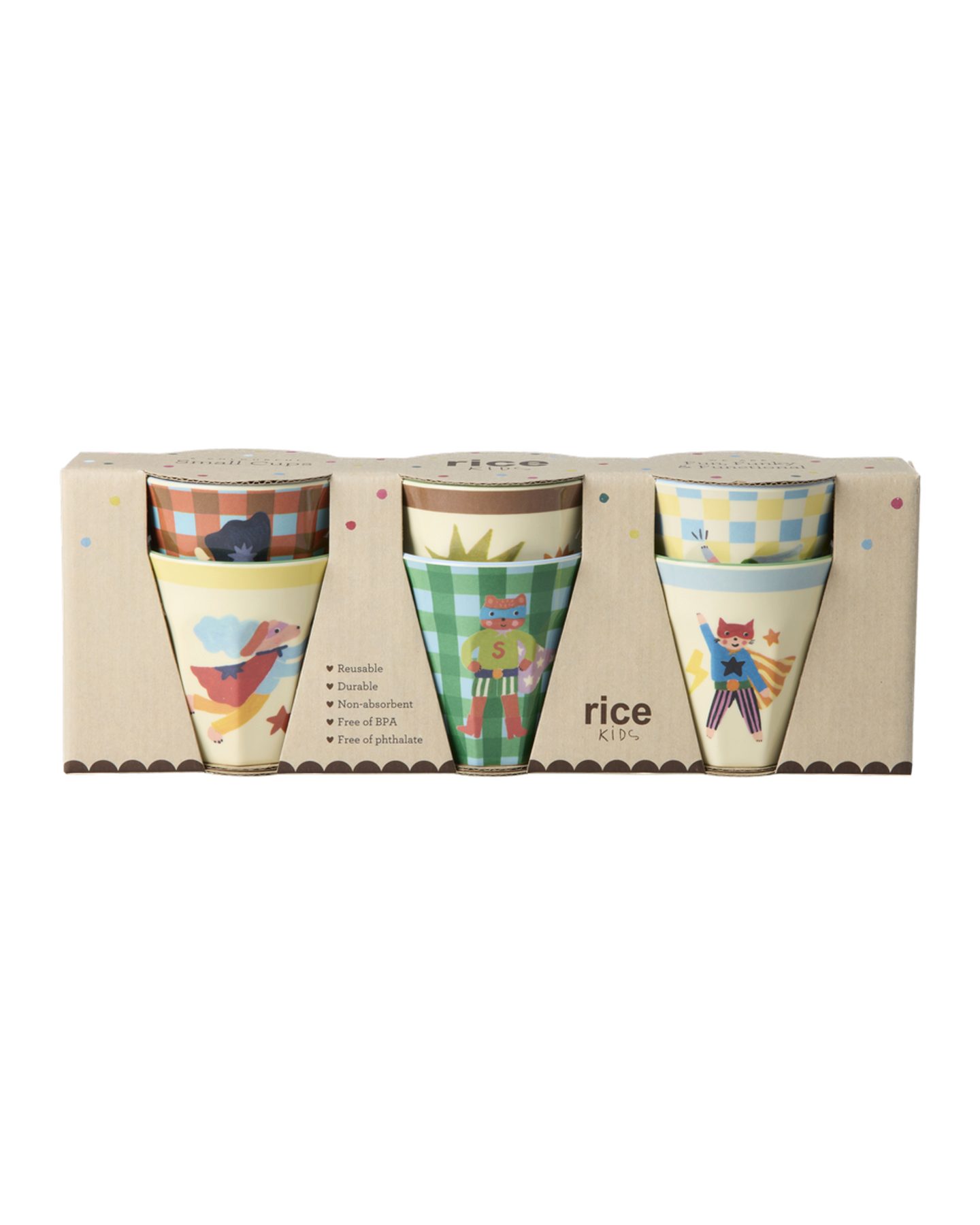 rice Kinderbecher Rice Melamin 6er-SET Becher Klein - Super Hero Blau 160ml, 1-tlg., Melamin