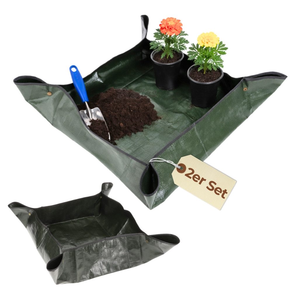 GarPet Pflanztisch 2er Set Pflanzen Umtopfmatte Wasserdicht Pflanzunterlage Faltbar 40x40