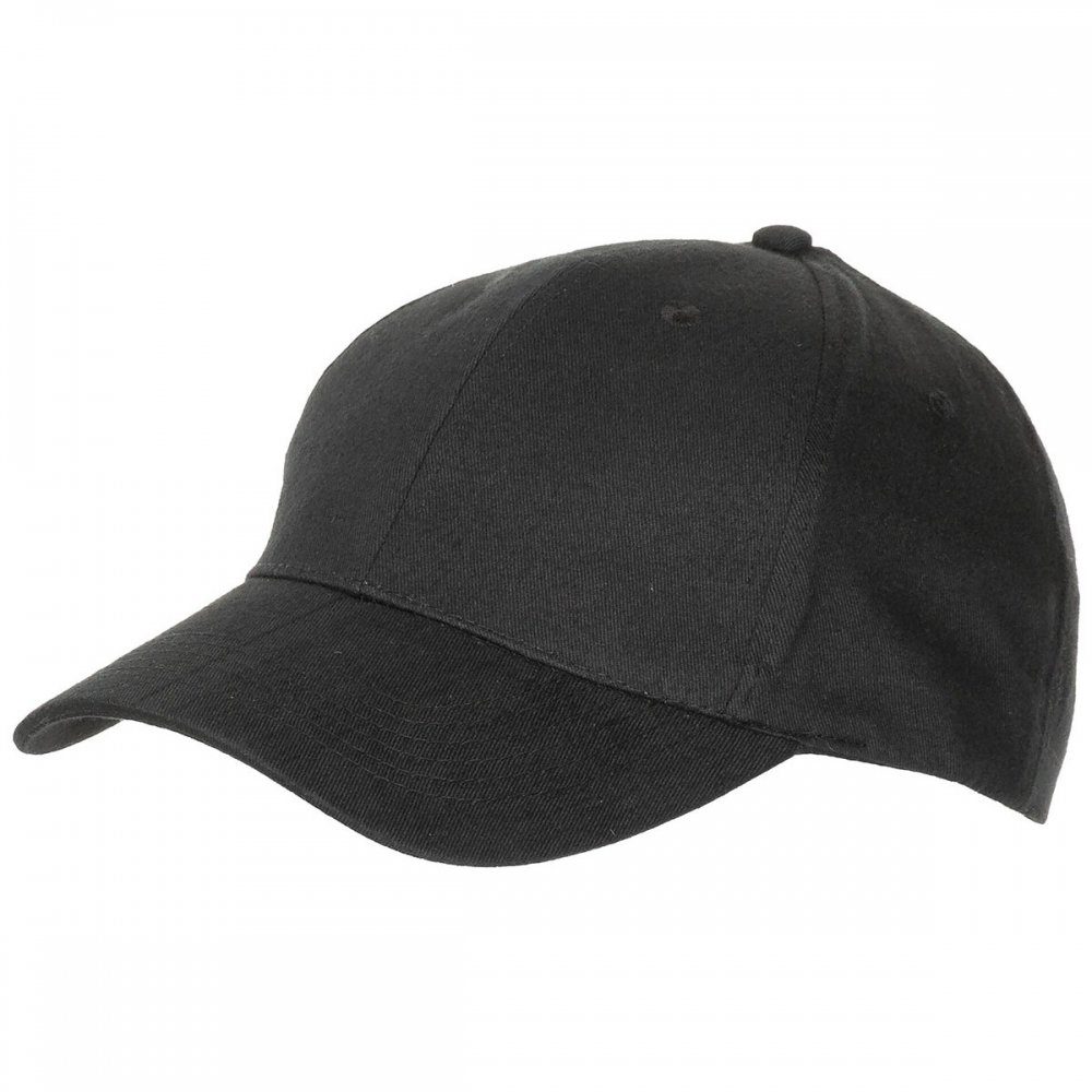 ProCompany Baseball Cap BB Cap, flach, Stofflasche, Messingv., schwarz, gebrascht (Packung) 6-fach abgesteppter Schirm