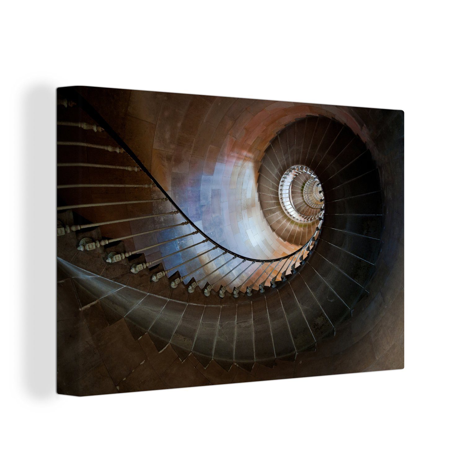 OneMillionCanvasses® Leinwandbild Eine Wendeltreppe in einem Leuchtturm, (1 St), Wandbild Leinwandbilder, Aufhängefertig, Wanddeko, 30x20 cm
