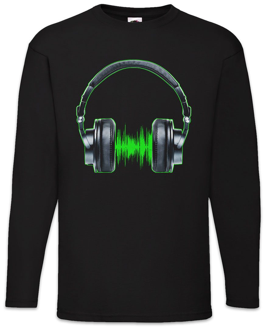 Urban Backwoods Langarmshirt Headphones Waveform Langarm T-Shirt Dj Disco Electro Techno Rave Club (1-tlg) Rap MC Hip Hop