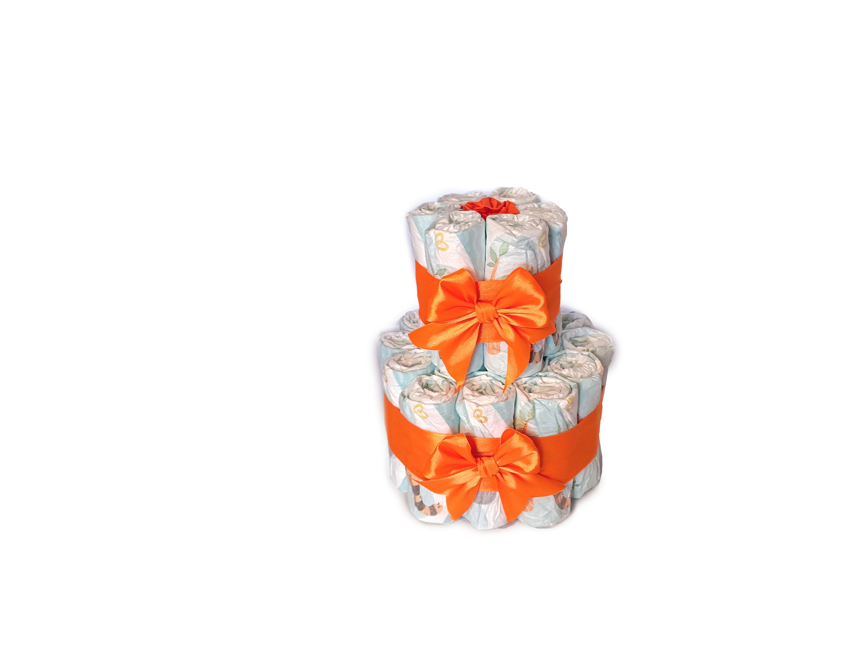 Geschenketorten-Gebhardt Windeln Windeltorte, die klassische, Babygeschenk zur Geburt orange