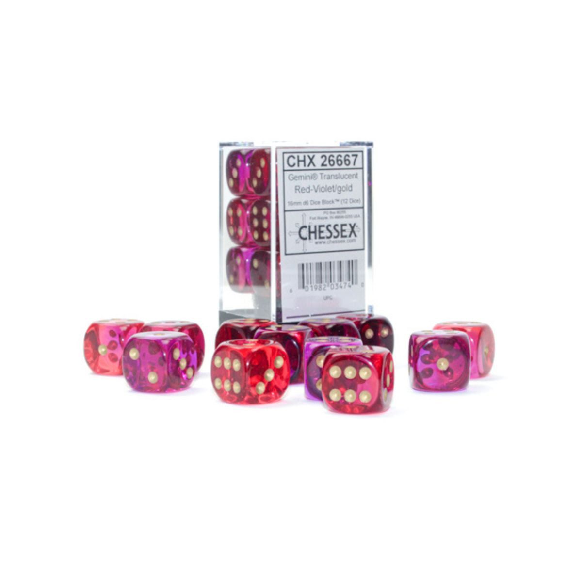 Chessex Spiel Chessex 16mm D6-Würfel-Set (12) Nebula / Schwarz/Weiß